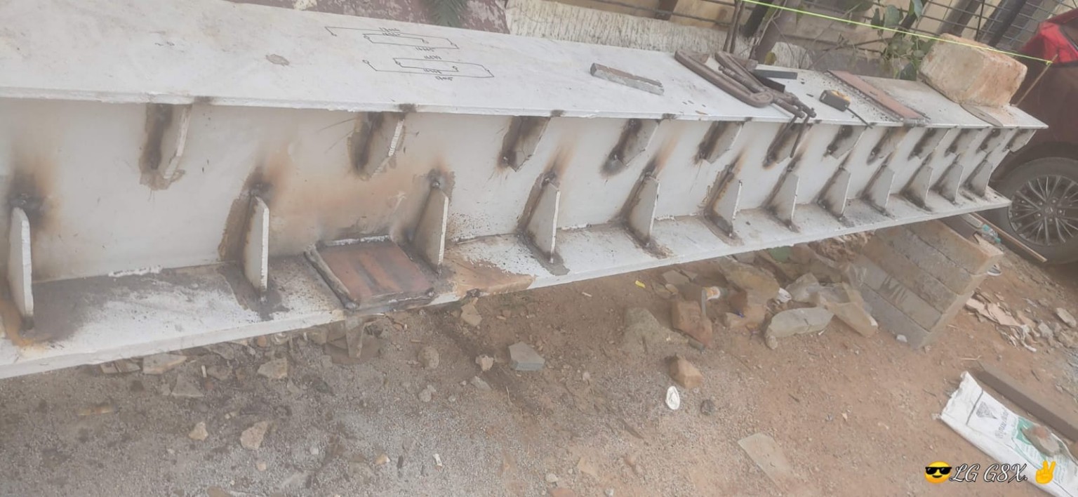 Steel girder fabrication with stiffeners